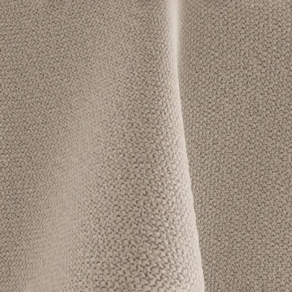 Close-up of beige woven bed upholstery fabric