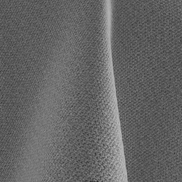 Close-up of dark grey woven bed upholstery fabric