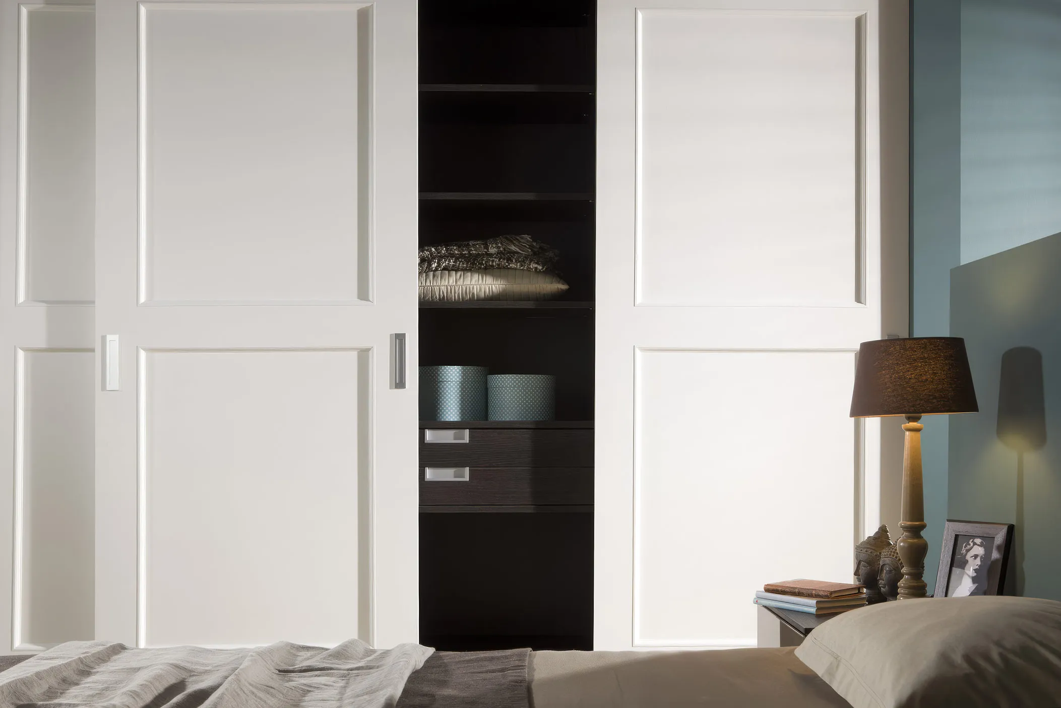 Bespoke slidig door wardrobe with storage