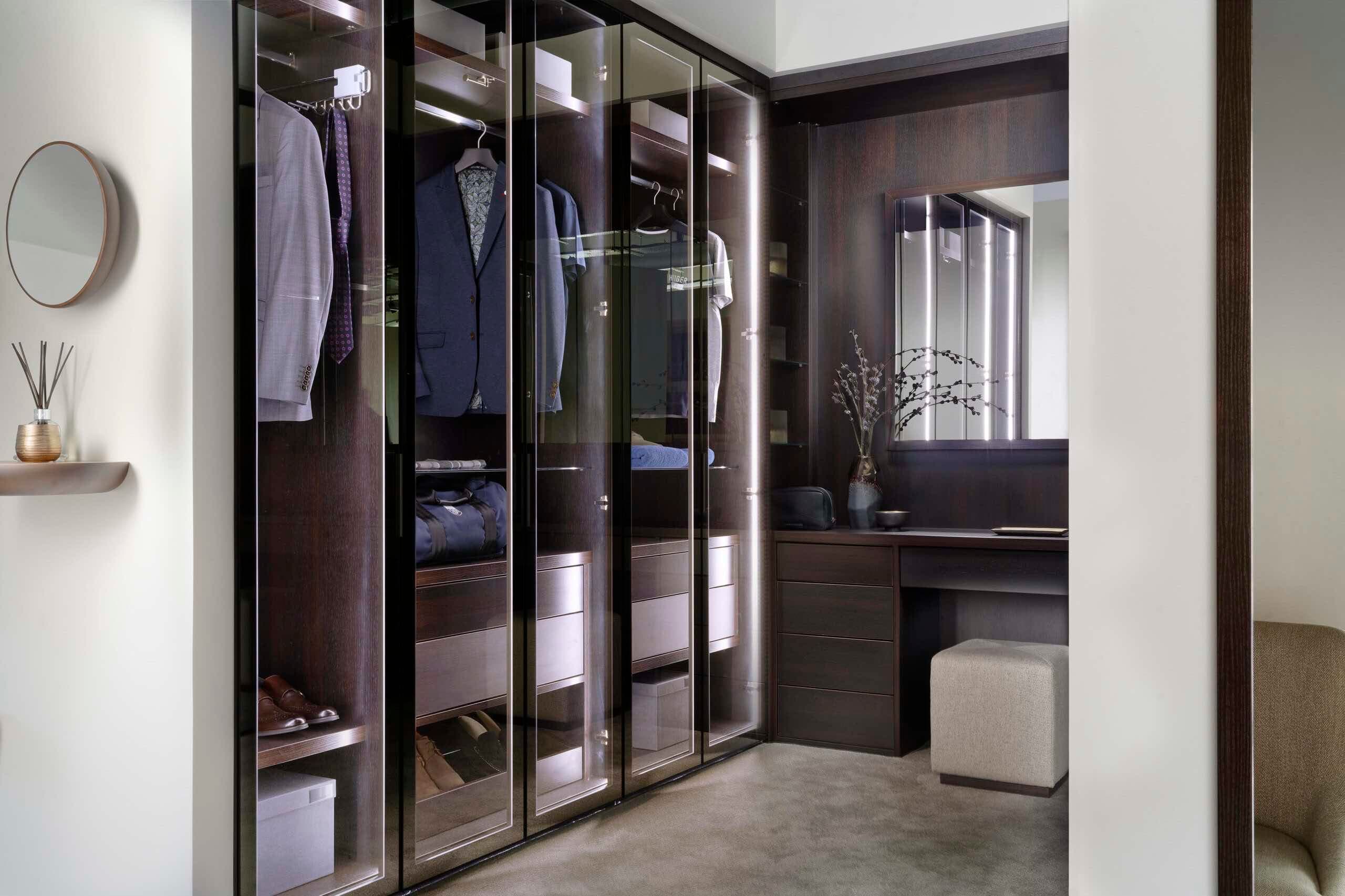 Reflex Glass unique dressing room design lights on