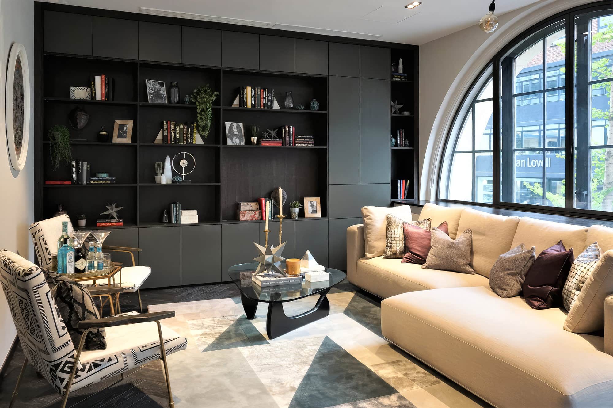 Bespoke media wall as the centrepiece of a living room