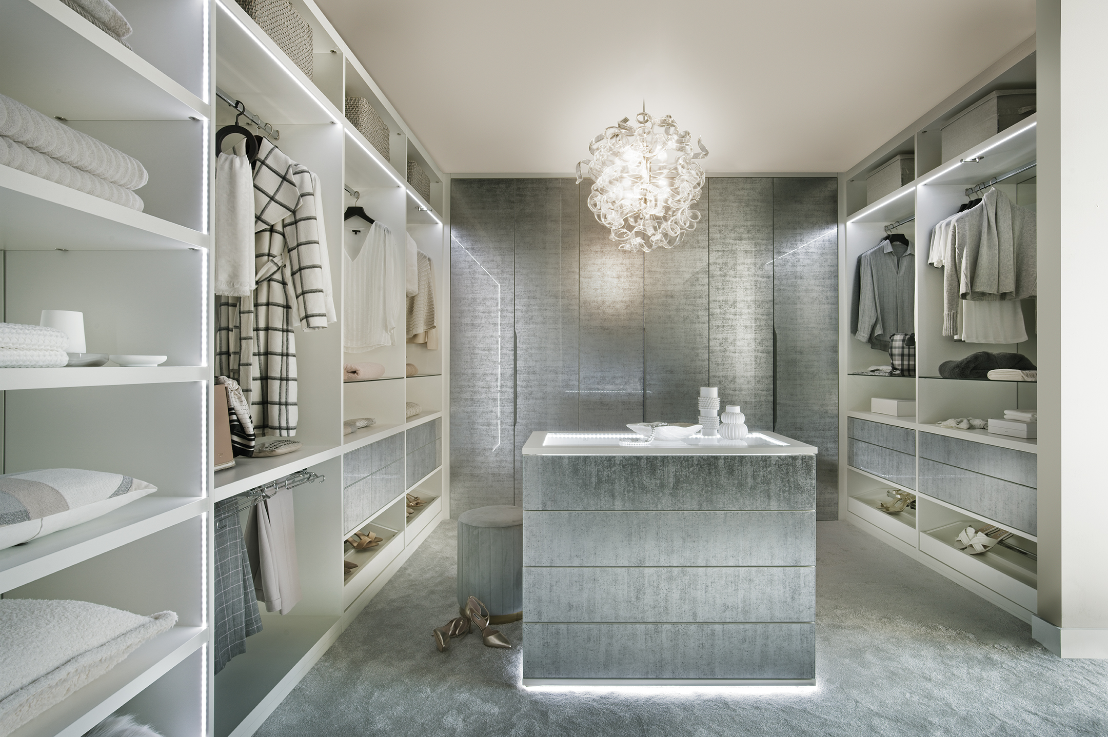 Grey Decorative Glass Walk-In Wardrobe Landscape_large image